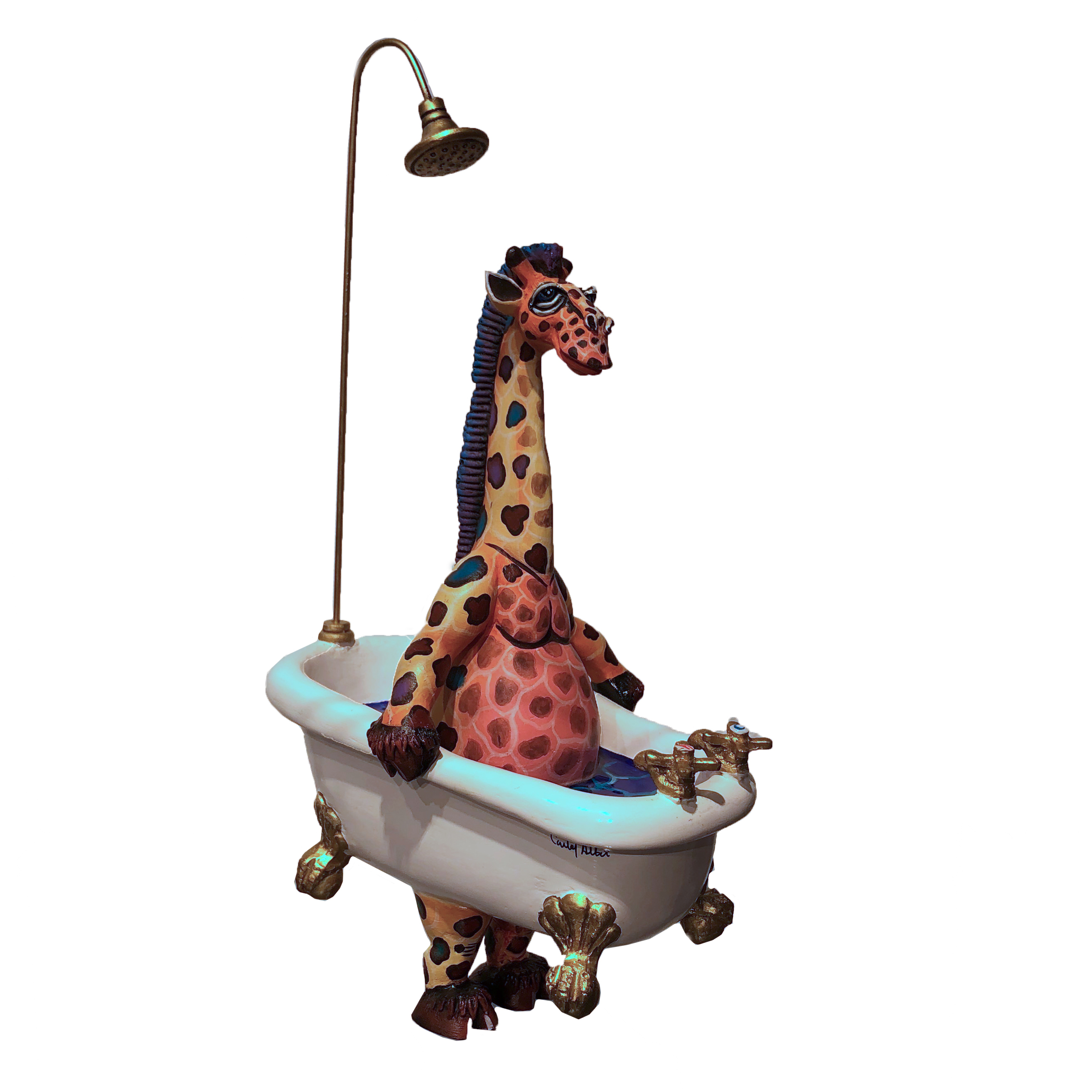 Carlos and Albert Walking Giraffe in Bathtub (Mini)